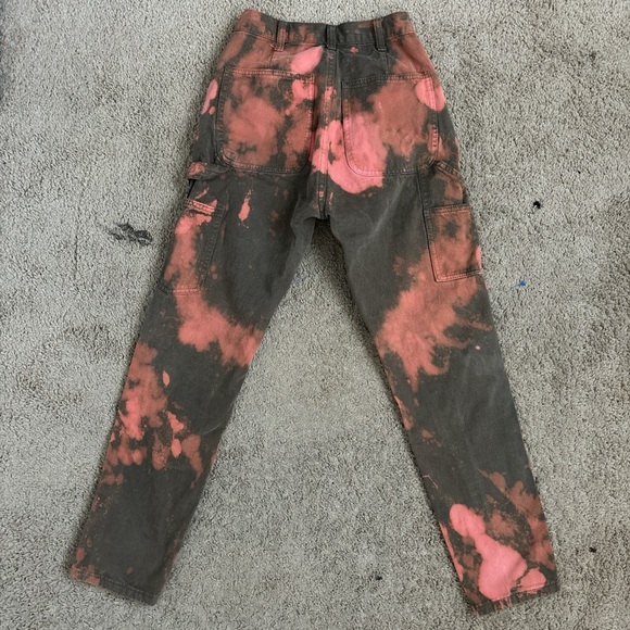 Green Tie Dye Bleached Cargo Pants Size XXS - Picture 4 of 5